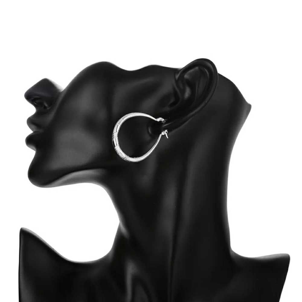 Silver Teardrop Hoops - Picture 5 of 7